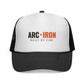 Arc & Iron welder trucker cap, black mesh with ember wordmark